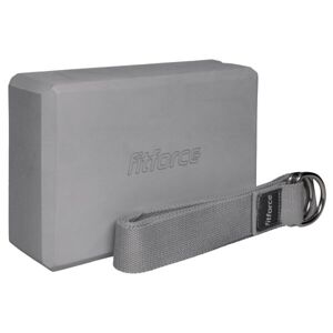 Fitforce YOGA SET Cvičební pomůcka, šedá, velikost