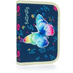 Oxybag BUTTERFLY Prázdný jednopatrový penál, tmavě modrá, velikost