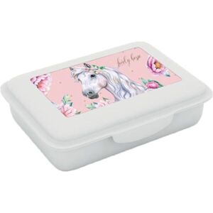 Oxybag HORSE ROMANTIC Dětský plastový box na svačinu, bílá, velikost